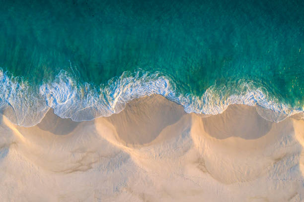 Aerial view of beach showing tidal range